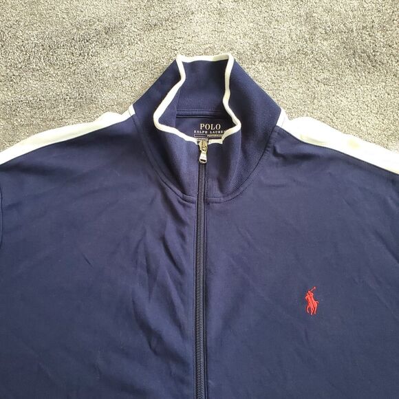 Polo Ralph Lauren Jacket Mens 2XL XXL Blue Track Full Zip Pony Performance - Picture 2 of 11